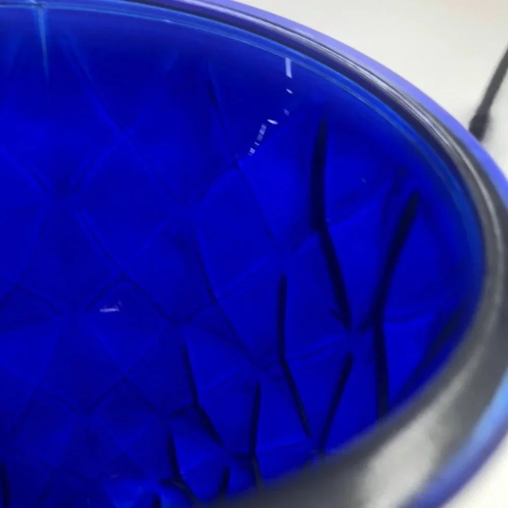 Vintage Cobalt Blue Glass Flower Vase Indoor Tabletop Décor Diamond Pattern